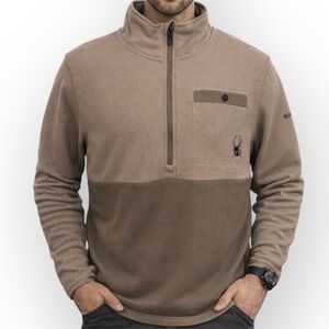 Spyder Men’s Waffle Knit Quarter Zip Pullover| Chest Pocket|Neutral Taupe(1182)